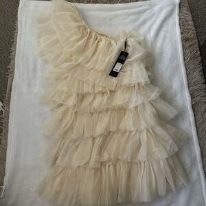 Elvenia Ruffle Mini Dress - Cream